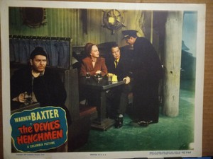 Lobby Card 1949 THE DEVIL'S HENCHMEN Warner Baxter Mary Beth Hughes saloon spies