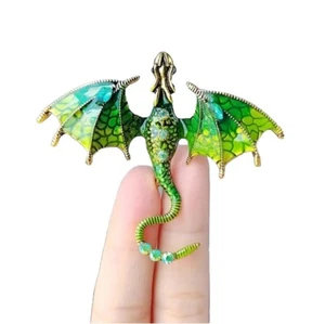 Retro Flying Dragon Green Painted Brooch Pendant US Seller No Drop Shipping - Picture 1 of 4