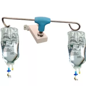 Saline Stand Wall Mount 2 Hook For Hospital, ICU, Clinics, Labs IV Saline Bags - Picture 1 of 7