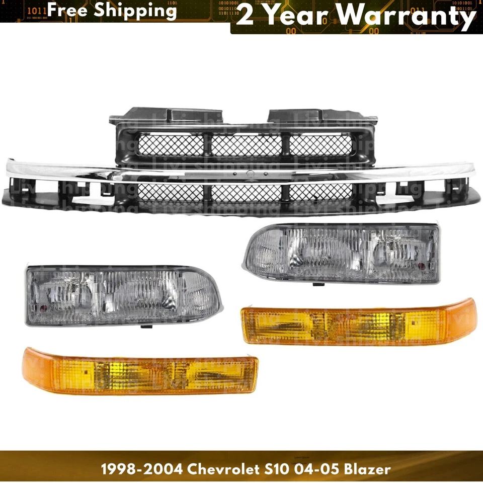 Grille Assembly & Turn Signal Light Kit For 1998-2004 Chevrolet S10 04-05 Blazer Foto 1 de 4