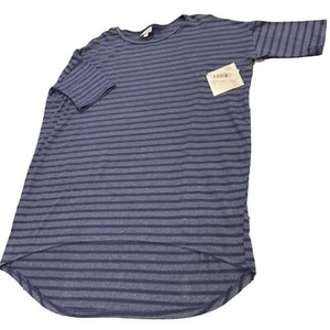 Lularoe Women’s Blue Striped Oversized T-shirt Size:XS Short Sleeve High Low NWT - Picture 1 of 6
