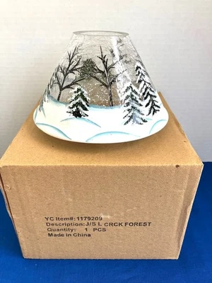 Yankee Candle Crackle Forest Glass Shade Winter Scene - Image 1 of 4