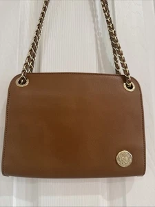 Vince Camuto Caramel Leather Convertible Crossbody Bag Purse Gold Hardware - Picture 1 of 14