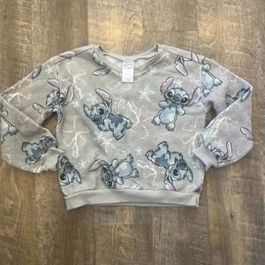 Girls Disney Stitch Sweatshirt Crew Neck All Over Print 6x - Picture 1 of 9