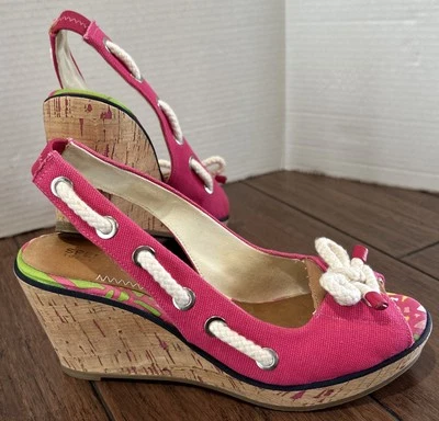 Sperry туфли женщин 7,5 М розовый верхний сидр слинга на танкетке пробковые каблуки морской океан - Изображение 1 из 4