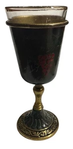 Vintage ISRAEL Brass Glase Chalice Goblet Grape Design MADE IN ISRAEL EUC - Picture 1 of 6