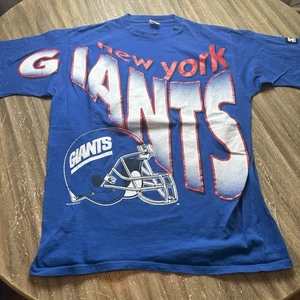Vintage Starter New York Giants Helmet Spell out XL T-Shirt Men’s Blue NFL - Picture 1 of 5