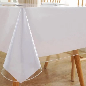 Clear Vinyl Tablecloth Cover, Plastic Table Cover Rectangular, Crystal Clear ... - Picture 1 of 8