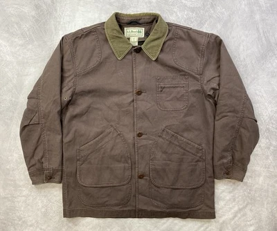 Vintage LL BEAN Brown Plaid Lined Field Barn Chore Coat Jacket Size L Fall 🍁🍂 - Image 1 of 4