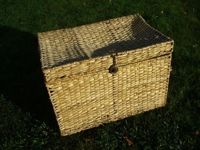 Baúl de mimbre con asa, cofre grande de almacenamiento de mimbre, baúl 16X16X24 Foto 1 de 4