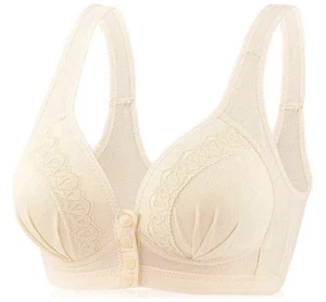 Druckknopfleiste BH, Frontknopf atmungsaktiv hautfreundlich Baumwolle für ältere Frauen NEU - Bild 1 von 4