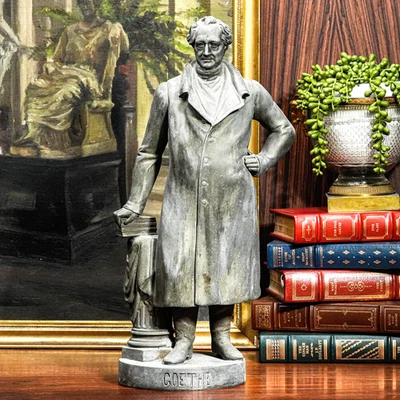 Impresionante estatua victoriana antigua de metal espelter grande escultura Goethe Foto 1 de 4