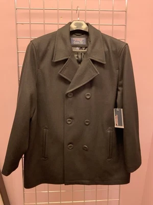 Roundtree & Yorke Coat Men Size XL Black Wool Peacoat Double Breasted Jacket NWT - Image 1 of 4