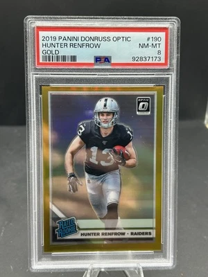 2019 Panini Donruss Optic #190  Hunter Renfrow Gold /10 PSA 8 Oakland Raiders - Image 1 of 2