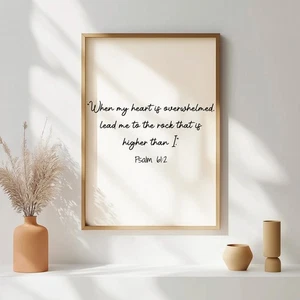 When My Heart Is Overwhelmed | Psalm 61:2 Christian Wall Art Decor - Picture 1 of 6