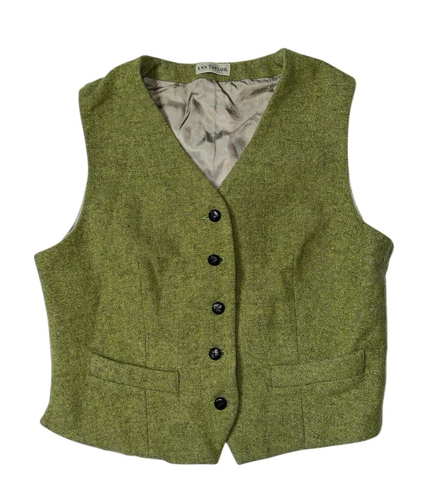 Usado - Chaleco de lana vintage Ann Taylor con botones delanteros para mujer (talla S) Foto 1 de 4