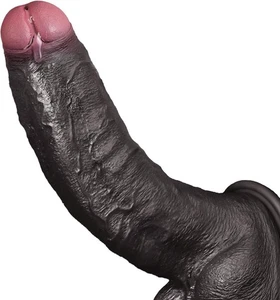 11-Inch Thick Curved Uncut BBC Dildo - Realistic Black Silicone + Suction Cup - Picture 1 of 7