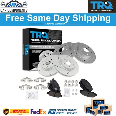 TRQ New Front & Rear Posi Ceramic Brake Pad & Rotor Kit For 2011-2016 Scion tC - Image 1 of 4