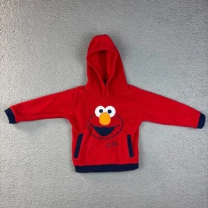 Vintage Sesame Street Elmo Red Fleece Hoodie Hooded Sweatshirt Kids 3T Toddler - Picture 1 of 9