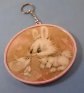 Hallmark Karten/Springbock Schlüsselanhänger Fotohalter 70er Jahre Vintage HASE UND MAUS - Bild 1 von 2
