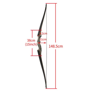 60" Takedown Longbow 20-60lbs American Hunting Archery Target Shoot Black Hunter - Picture 1 of 14