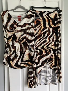 V Cristina Matching Tunic Top and Skirt Set Abstract Pattern Large - Picture 1 of 6