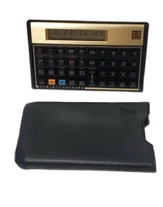 Hewlett Packard HP12C Financial Calculator with Gold Trim Includes Black Sleeve - Picture 1 of 3
