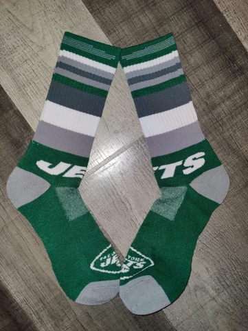 New York Jets Mens Green Rave NFL Team Crew Socks Large Cover