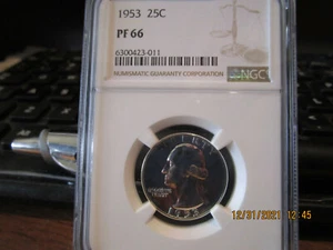 1953 Prf NGC Washington Quarter  Proof 66 +++++ - Picture 1 of 7