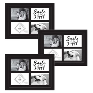 [3er Set] 4"x6" Schwarz Multi Blende Bild Glas Rahmen hält 4 Fotos Collage - Bild 1 von 12