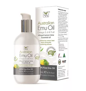 Pure Emu Oil, Infused Lemon Lime for Hypoallergenic Skin Care, Hair & Healing - Picture 1 of 9