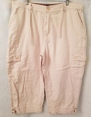 Koman Jeans Mens Cargo Shorts Size 2XL 38/40 XXL 2X Large Tan Linen - Image 1 of 4