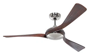 Energy saving Ceiling Fan Remote Control Eco Interior Chrome Walnut 140 CM - Picture 1 of 4