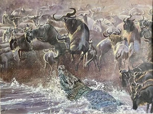 Original GREGORY POLE African Wildlife Animals Oil Painting on Board Framed - Picture 1 of 17