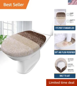 Luxury Machine Washable Microfiber Toilet Lid Cover - Soft & Secure Brown Design - Picture 1 of 10
