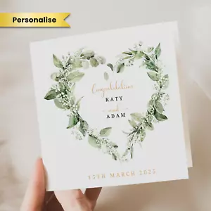 Personalised Wedding Day Card Special Couple Mr and Mrs Luxury Wedding Wreath - Picture 1 of 2