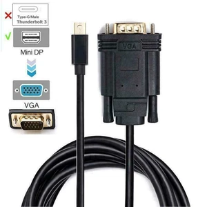 6ft Mini Display Port DP Thunderbol2 to VGA Cable Adapter For Surface Mac Nuc - Picture 1 of 13