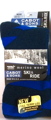 CABOT & SONS Calcetines Ride/Ski Hombre AZUL MARINO/COBALTO Talla 10-13, NUEVO Foto 1 de 3