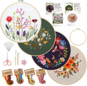 4 Pack Embroidery Kit for Beginners,Adults DIY Starter Kit,Cross Stitching Kits - Picture 1 of 6