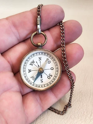 Antiga bússola de campo militar, latão, vidro, Rússia czarista, início do século XX - Imagem 1 de 4