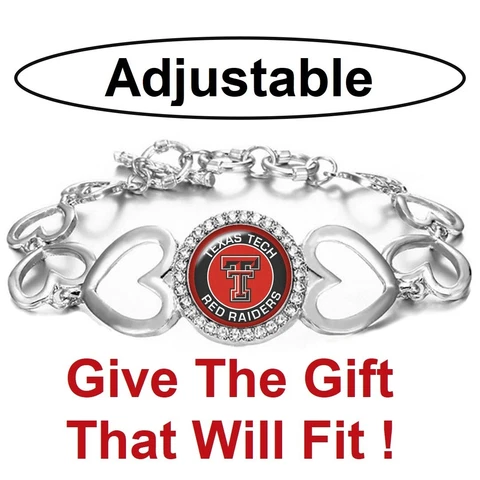 Texas Tech Red Raiders Womens Silver Adjust Heart Link Bracelet w Gift Pkg D27 Cover