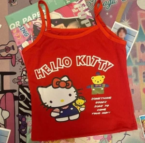 Hello Kitty Red Vest Top T Shirt Fashion Sanrio Kuromi My Melody Gift Clothing - Picture 1 of 1