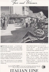 1938 Italian Line: Fair and Warmer, SS Rex Vintage Print Ad - Picture 1 of 1