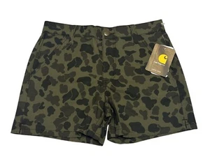 Carhartt Girls CG Green Duck Camo Ripstop Shorts Size 12 New Pockets - Picture 1 of 8