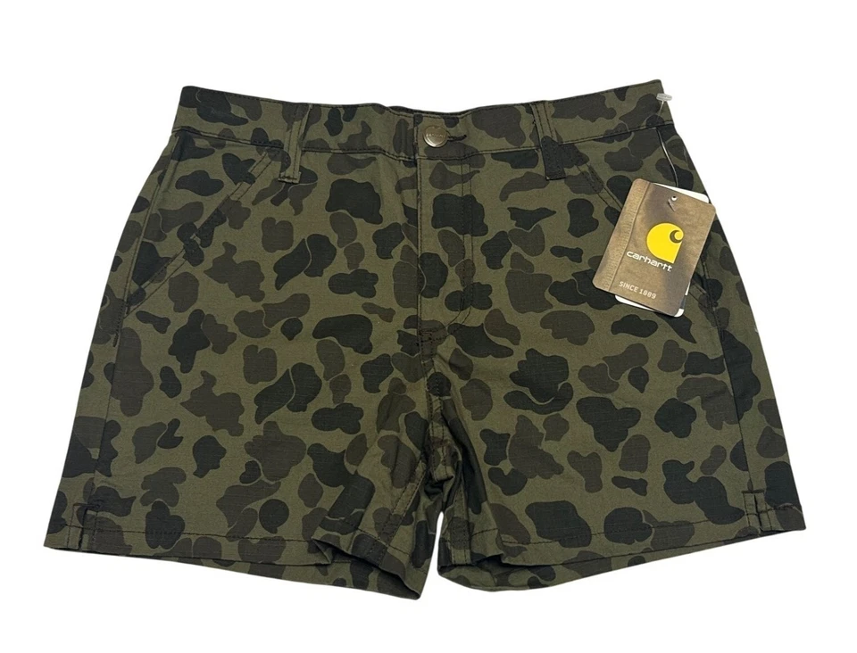Carhartt Dark Camo Shorts Girls Size 12 Youth Stretch Fit Camouflage