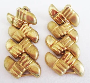 Pendiente vintage de diseño Goldtone Link poste/palo/perno #502 - Imagen 1 de 3