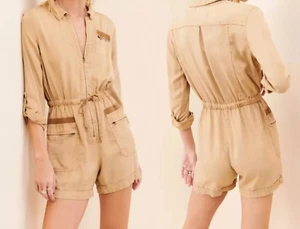 NEW Anthropologie Ivy Utility Romper Womens Shorts Jumpsuit Size L Large Tan NWT - Picture 1 of 14