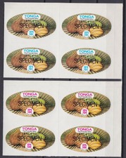 Tonga 837/38 4er-Blocks Eckrand rechts postfr./mnh Früchte fruits 1982 SPECIMEN
