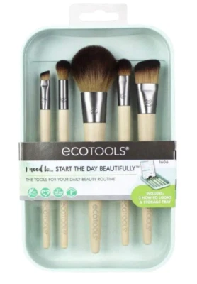 Ecotools Start The Day Beautifully Make-up Brushes-6 Brushes& Storage Case - Image 1 of 3