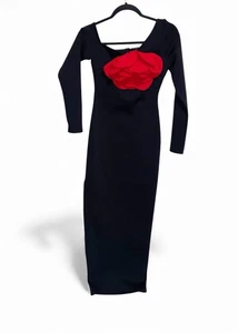 Bella Barnett Dress Womens Small Black Bodycon Bandage Cocktail Party 3D Flower - Picture 1 of 13